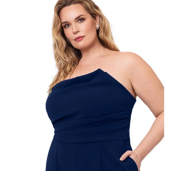 Betsy & Adam Blue Formal Jumpsuit with Sleek Design - Picture 4 of 5